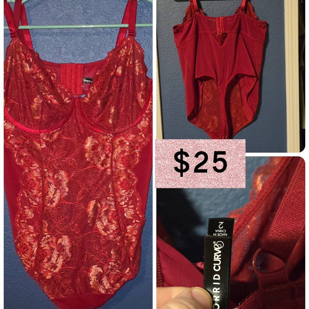 Torrid Red Lace Bodysuit